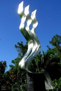 Large Contemporary Silver Fine Metal Art Kinetic Outdoor Sculpture