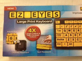 New EZ Eyes Large Print USB Keyboard HIGH VISIBILITY EASIER TYPING As