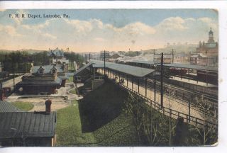 Latrobe PA 1908 Pennsylvania Railroad Depot Train Station Postcard