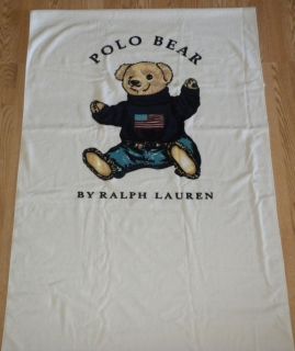 Ralph Lauren Polo Bear Beach Towel White 36x66