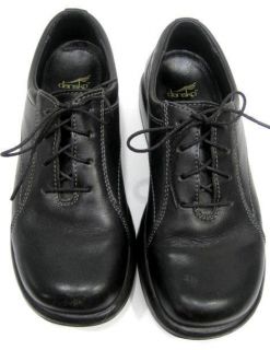 Dansko Womens Black Leather Lace Up Oxford Clogs Shoes Size EU 37 US 6