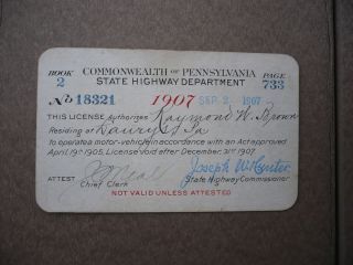 1907 pa drivers license indian motorcycle laurys pa laurys station pa