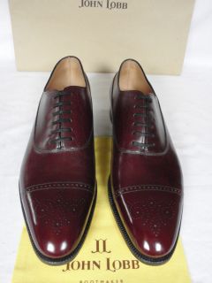 John Lobb Lazenby Claret Calf Leather Oxford Cap Toe Lace Up Shoe UK