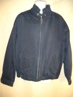 RARE POLO RALPH LAUREN Mens Navy Blue 100% Cotton Jacket w/ Flannel