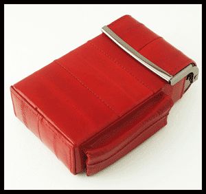 Eel Skin Leather Box Pop Up Cigarette Case in Red