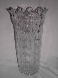 Lead Crystal Vase with Leaf Shaped Top Perfect Condition
