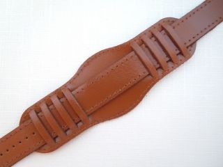18mm Brown Military Leather Watch Band Strap