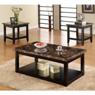 Lawndale 3 Piece Faux Marble Table Top Coffee Table Set