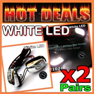 White LED Windscreen Washer Jets Nozzles Universal ABS Chrome Car Neon
