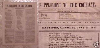 Antique July 1857 Public Ledger Ct Newspaper Supplement