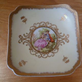 Vintage Lefton China French Victorian Trinket Dish Bowl Handpainted