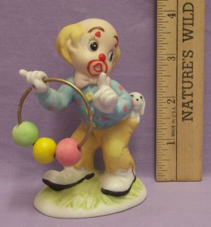 Vintage Lefton 1984 Hand Painted Clown Figurine Jump Through Hoop