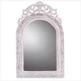 Wall Mirror Wood Framed Chateau Style 20 Tall Weathered White Finish