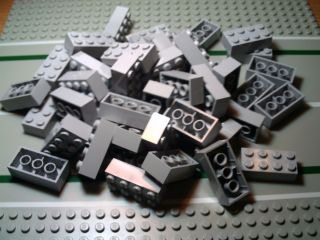 50 New Lego Light Grey Blocks Bricks 2 x 4 x 1