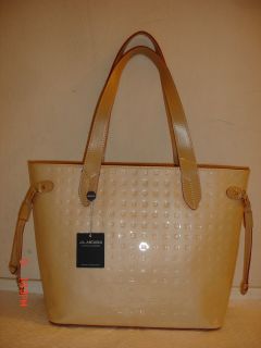 Arcadia Patent Leather XL Monogram Vernis Tote Cream Handbag