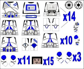 Lego Star Wars 501st Troopers Clone Minifig Decals EP 3