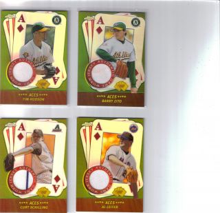 Topps Chrome 5 Card Stud Aces (2) Card Game Worn Lot Schilling Leiter