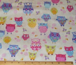 Owls Makower UK Ivory Fabric by Yard Quilting Cotton Makower Whimsical