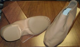 Leos Gioflex Slip on Jazz Boots Tan 7006 Leather Neoprene Dance