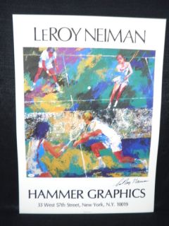 Leroy Neiman Signed Mixed Doubles Tennis Lithograph JSA