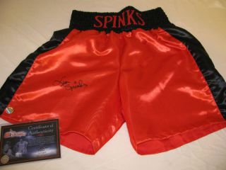 Leon Spinks Signed Boxing Trunks Autographed w COA Olympic Gold