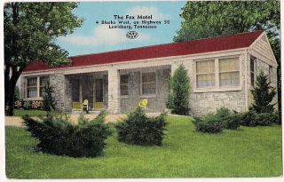 Lewisburg Tennessee Fox Motel Hwy 50 1950s Linen Postcard