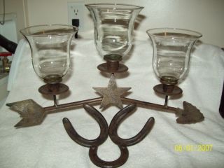 Western Home Interior 3 Tier Votive Candle Rack on A Horse Shoe Base