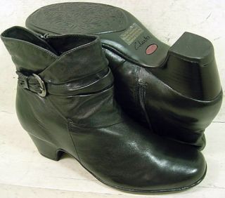 Clarks Artisan Womens Leyden Crest Black Leather Ankle Boots 31532