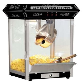 8oz Black Bar Table Top Popcorn Popper Maker Machine FT825CB