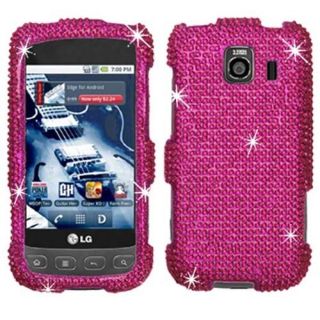 HOT PINK BLING DIAMOND CASE COVER FOR LG OPTIMUS S 670 U FACEPLATE