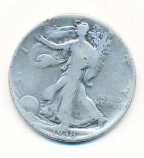 1938 D Walking Liberty Half Dollar Nice Circulated Silver Coin