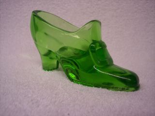 Fenton Lime Green Glass Buckle Front Shoe Shoes