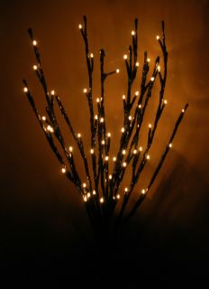 19 3/4 Black Glitter Twigs   Lighted Branch   60 Lights   Electric
