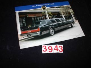 AHA Lincoln Stratford Limousine Sales Sheet 1986