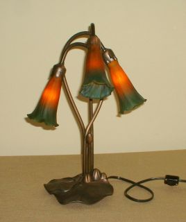 Stem Metal Lily Pad Table Lamp w 3 Way Toggle Switch Green Copper