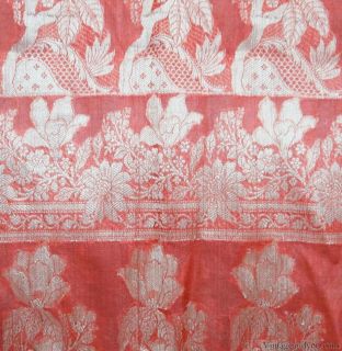 Vintage Pure Silk Sari Red Sewing Fabric Indian Craft 5 Yd Dress Woven