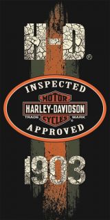 Harley Davidson Towel Beach Bath Motorcycle Biker Inspected Approved