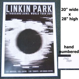 LINKIN PARK A THOUSAND SUNS CANADA SHOWS POSTER LITHOGRAPH NUMBERED