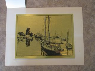 Lionel Barrymore Quiet Waters Original Etching reproduced in Gold
