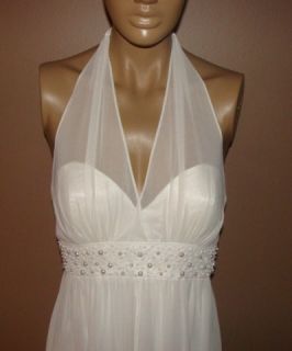Liliana Pearl Waist White Wedding Prom Cocktail Dress 8