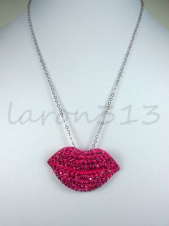 Wives Poparazzi Inspired Crystal Kiss Lips Pendant Necklace