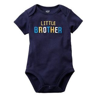 New Carters Little Brother Navy Blue Short Sleeve Bodysuit Newborn 3M