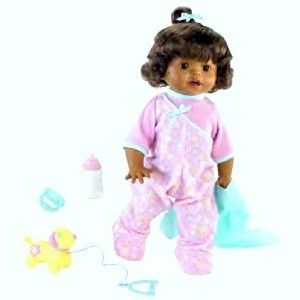 Little Mommy Walk Giggle African American Doll New