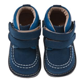 Little Blue Lamb Navy Leather Squeaky Shoes Boots Baby Toddler Boy Sz