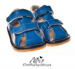 Boys Blue Double Strap Squeaky Sandal by Little Blue Lamb