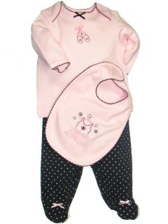 Girls Little Me Preemie Baby Clothing Ballerina Footed Pants Outfit