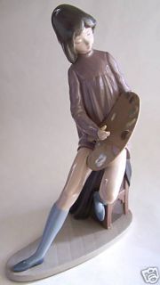 Lladro Painter Figurine Girl Retired Porcelain Nao 1980