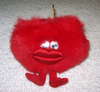 Heart Shaped Hanging Plush Round Furry Lips Little Feet Stuffed Toy 5