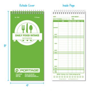 Portage Daily Food Intake Log Notebooks 7600 70 Sheets 4x8