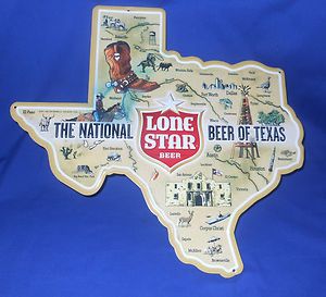 Lone Star Beer Texas Shape Tin Sign Nice RARE